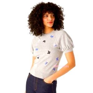 Kate Spade Women’s Embroidered Butterfly Pullover Sweatshirt, Grey, Size…